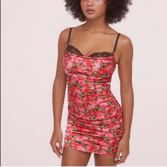 MADELINE Red Black Roses Mini Dress 🍋 For Love and Lemons x VS ❤️ RARE - Picture 1 of 14